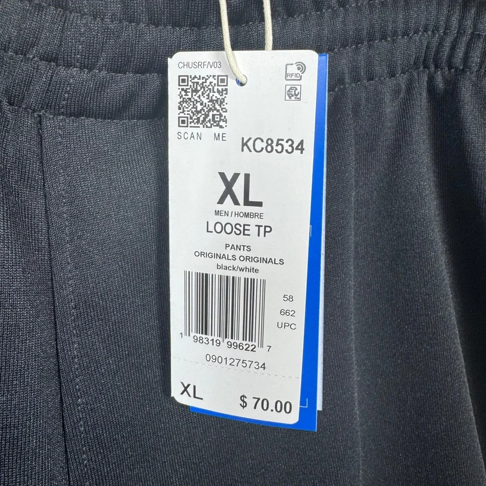 Adidas Originals Mens Loose TP Track Pants Black White KC8534 XL NWT